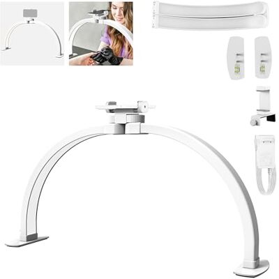 NEEWER Basics 23" Luz Uñas Media Luna para Escritorio, 308 Leds 28W Foldable Nail Tech Table ARC Lamp con Overhead Móvil Mount para Manicura Manualidades Iluminación Belleza Grabación Vídeo, HM04-D NEEWER Basics 23" Luz Uñas Media Luna para Escritorio, 308 Leds 28W Foldable Nail Tech Table ARC Lamp con Overhead Móvil Mount para Manicura Manualidades Iluminación Belleza Grabación Vídeo, HM04-D