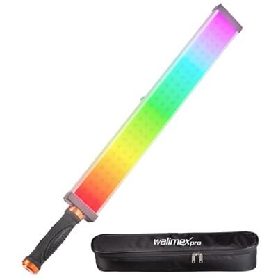 walimex pro LED Rainbow RGB Stick 18W Barra de luz LED con Espectro RGB, Control por App, CRI y TLCI 97+, Tres Tornillos de 1/4", Funciona con Fuente de alimentación o baterías NP-F walimex pro LED Rainbow RGB Stick 18W Barra de luz LED con Espectro RGB, Control por App, CRI y TLCI 97+, Tres Tornillos de 1/4", Funciona con Fuente de alimentación o baterías NP-F