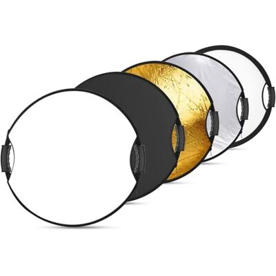NEEWER Reflector de Luz de 22"/56cm con Empuñadura Rosca 3/8",Difusor de Luz de Disco Plegable 5 en 1 Translúcido/Plateado/Dorado/Blanco/Negro para Iluminación Fotográfica, para Exteriores, RF-56II NEEWER Reflector de Luz de 22"/56cm con Empuñadura Rosca 3/8",Difusor de Luz de Disco Plegable 5 en 1 Translúcido/Plateado/Dorado/Blanco/Negro para Iluminación Fotográfica, para Exteriores, RF-56II