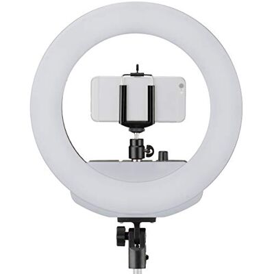 Bresser MM-26A Anillo de luz led (24 W, Intensidad Regulable, con Soporte para cámara y Smartphone) Bresser MM-26A Anillo de luz led (24 W, Intensidad Regulable, con Soporte para cámara y Smartphone)