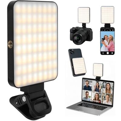 AiQInu Luz para Movil con Clip, LED Luz Selfie 128 LED Profesional, 3000-6500K Luz de Video Ajustada 2000mAh Recargable CRI 95+ 3 Modos Luz Portátil para Phone,iPad,Laptop,Cámara AiQInu Luz para Movil con Clip, LED Luz Selfie 128 LED Profesional, 3000-6500K Luz de Video Ajustada 2000mAh Recargable CRI 95+ 3 Modos Luz Portátil para Phone,iPad,Laptop,Cámara
