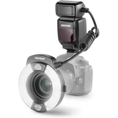 NEEWER RF1-C Flash Anular Macro Compatible con Canon, 76Ws GN15 5600K E-TTL Speedlight Potencia 1/1 a 1/128, Sync a la Primera y Segunda Cortinilla, Gel Color y Adaptadores ObjetivosFotografía Macro NEEWER RF1-C Flash Anular Macro Compatible con Canon, 76Ws GN15 5600K E-TTL Speedlight Potencia 1/1 a 1/128, Sync a la Primera y Segunda Cortinilla, Gel Color y Adaptadores ObjetivosFotografía Macro