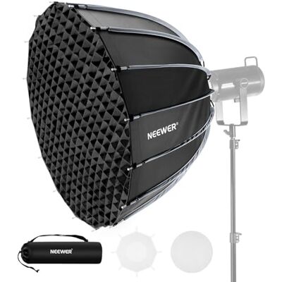 NEEWER 35.4"/90cm Softbox Parabólico Montaje Bowens, Configuración Rápida con Difusores/Rejilla/Bolsa para Luz Continua Video CB60 CB200B MS60 Compatible con Godox Compatible con Aputure 600d, NS90P NEEWER 35.4"/90cm Softbox Parabólico Montaje Bowens, Configuración Rápida con Difusores/Rejilla/Bolsa para Luz Continua Video CB60 CB200B MS60 Compatible con Godox Compatible con Aputure 600d, NS90P