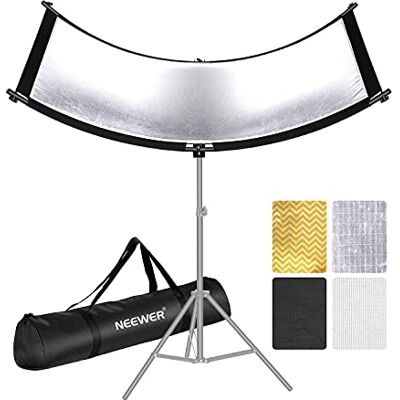 NEEWER Reflector difusor de luz Tipo U-Tipo para Estudio y fotografía situación con Funda de Transporte, Reflector Curvado Arclight 167x61cm en Negro/Blanco/Oro/Plateado (Soporte de Luz no Incluido) NEEWER Reflector difusor de luz Tipo U-Tipo para Estudio y fotografía situación con Funda de Transporte, Reflector Curvado Arclight 167x61cm en Negro/Blanco/Oro/Plateado (Soporte de Luz no Incluido)