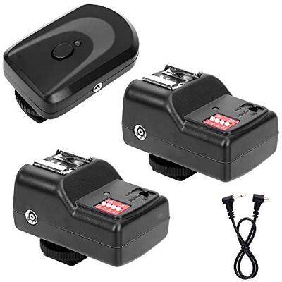 VBESTLIFE V BESTLIFE Disparador de Flash Conjunto de Gatillo de Flash Inalámbrico Control Remoto 433MHZ con 16 Canales 1 Transmisor+ 2 Receptores +1 Cable de Alambre de Sincronización VBESTLIFE V BESTLIFE Disparador de Flash Conjunto de Gatillo de Flash Inalámbrico Control Remoto 433MHZ con 16 Canales 1 Transmisor+ 2 Receptores +1 Cable de Alambre de Sincronización