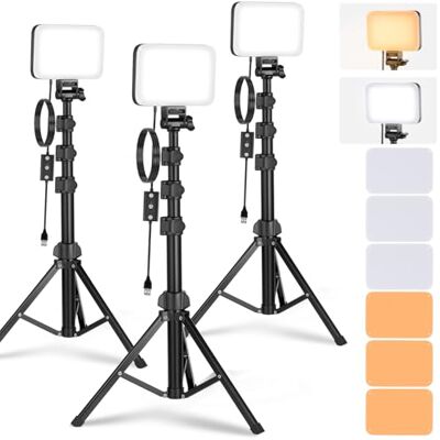 NEEWER BÁSICO Panel Luz Vídeo LED Kit, Paquete de 3 Bicolor Estudio Luz Portátil con Soporte para Trípode y Filtros, 3200K~5600K CRI 95 750lux para Fotografía, Grabación, Transmisión en Vivo, BP66 NEEWER BÁSICO Panel Luz Vídeo LED Kit, Paquete de 3 Bicolor Estudio Luz Portátil con Soporte para Trípode y Filtros, 3200K~5600K CRI 95 750lux para Fotografía, Grabación, Transmisión en Vivo, BP66