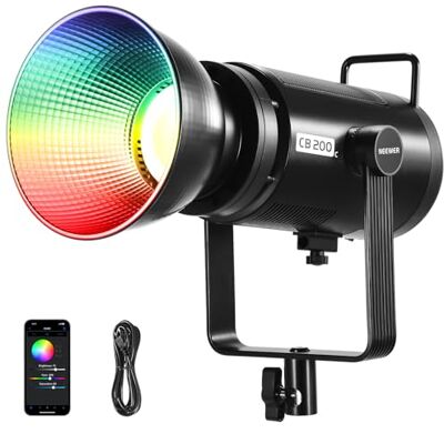 NEEWER CB200C 200W RGB COB LED Luz de Vídeo, App/2.4G Control 360° Todo Color 2500K-7500K 23000lux/m 17 Escena Bowens Mount Iluminación Estudio Fotográfico Foco Lámpara Continua Silenciosa TLCI/CRI97+ NEEWER CB200C 200W RGB COB LED Luz de Vídeo, App/2.4G Control 360° Todo Color 2500K-7500K 23000lux/m 17 Escena Bowens Mount Iluminación Estudio Fotográfico Foco Lámpara Continua Silenciosa TLCI/CRI97+