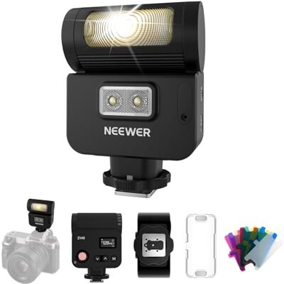 NEEWER Z140 16Ws Mini Camera Flash Light, GN15 1200mAh/1200 Flashes/1,2s Reciclaje/6200 ± 200 K, Manual 1/128-1/1 Potencia & S1/S2 Modo, Speedlite Compatible con Canon Nikon Sony Fujifilm Cámaras NEEWER Z140 16Ws Mini Camera Flash Light, GN15 1200mAh/1200 Flashes/1,2s Reciclaje/6200 ± 200 K, Manual 1/128-1/1 Potencia & S1/S2 Modo, Speedlite Compatible con Canon Nikon Sony Fujifilm Cámaras