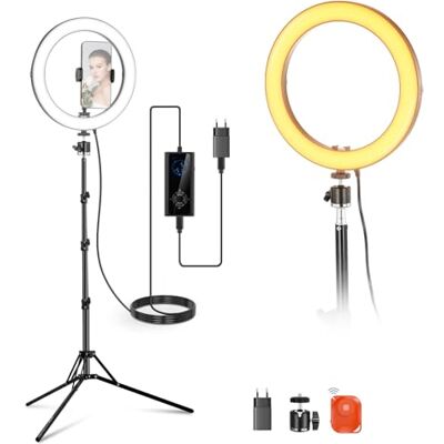 NEEWER 10" 20W Aro de Luz LED Alta Potencia para Teléfono con 71" Soporte, Bi Color Anillo Luz, Soporte Teléfono Compatible con iPhone para Grabación Selfies Maquillaje Live Streaming TikTok, RH10B NEEWER 10" 20W Aro de Luz LED Alta Potencia para Teléfono con 71" Soporte, Bi Color Anillo Luz, Soporte Teléfono Compatible con iPhone para Grabación Selfies Maquillaje Live Streaming TikTok, RH10B