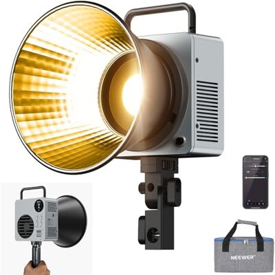 NEEWER 80W LED Video Luz con 72Wh Batería & 100W PD Adaptador App/2,4G Control Portátil Bi Color Mini COB Estudio Luz Continua 25500lx/1m 2700-6500K 0-100% Regulable CRI95+ 13 Escenas, HB80B NEEWER 80W LED Video Luz con 72Wh Batería & 100W PD Adaptador App/2,4G Control Portátil Bi Color Mini COB Estudio Luz Continua 25500lx/1m 2700-6500K 0-100% Regulable CRI95+ 13 Escenas, HB80B