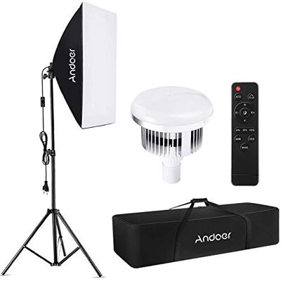Andoer Softbox Kit,Iluminación Fotográfica Equipo con 85W 2800K-5700K Luz LED de Temperatura de Bicolor,Softbox de 50x70cm, Tripodes Soporte, Control Remoto y Bolsa de Transporte Andoer Softbox Kit,Iluminación Fotográfica Equipo con 85W 2800K-5700K Luz LED de Temperatura de Bicolor,Softbox de 50x70cm, Tripodes Soporte, Control Remoto y Bolsa de Transporte
