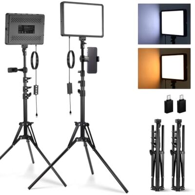 NEEWER BÁSICO Paquete de 2 Panel Luz LED Video con 59''/150cm Trípodes & Soportes Teléfono, 2700-6500K 850Lux Luz Estudio Bicolor Regulable para Fotografía Filmación Grabación Live Streaming, BP300 NEEWER BÁSICO Paquete de 2 Panel Luz LED Video con 59''/150cm Trípodes & Soportes Teléfono, 2700-6500K 850Lux Luz Estudio Bicolor Regulable para Fotografía Filmación Grabación Live Streaming, BP300