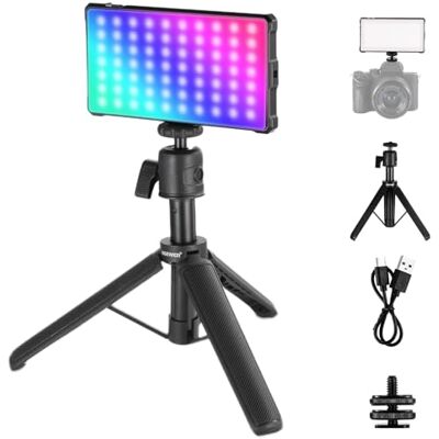 NEEWER Basics SL90C Luz de Video para cámara RGB Completa con trípode de Escritorio, 8 W, CRI97, 2700 K-7500 K, 18 escenas, 4000 mAh, portátil, Metal, pequeño Panel de iluminación LED para NEEWER Basics SL90C Luz de Video para cámara RGB Completa con trípode de Escritorio, 8 W, CRI97, 2700 K-7500 K, 18 escenas, 4000 mAh, portátil, Metal, pequeño Panel de iluminación LED para
