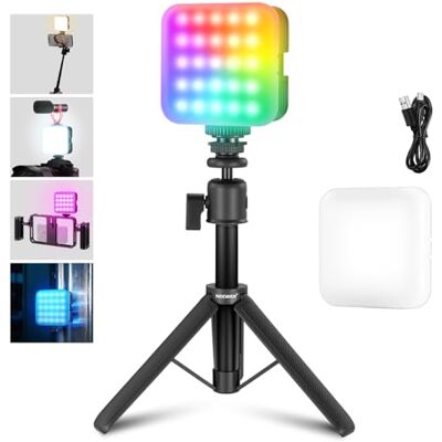 NEEWER Magnética RGB Luz Video con Trípode Escritorio y 3 Zapatas Frías, Luz LED Cámara 360° a Todo Color, CRI97+/20 Escenas/2500K-8500K, 2000mAh Luz Panel Pequeñp Grabación Foto Recargable, RGB61 NEEWER Magnética RGB Luz Video con Trípode Escritorio y 3 Zapatas Frías, Luz LED Cámara 360° a Todo Color, CRI97+/20 Escenas/2500K-8500K, 2000mAh Luz Panel Pequeñp Grabación Foto Recargable, RGB61