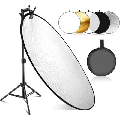 NEEWER Kit de Reflector de Luz de 43"/110cm, Reflector Redondo Plegable 5 en 1 (Translúcido/Plateado/Dorado/Blanco/Negro), Abrazadera de Metal y Soporte Corto de 21"-43"/53-110cm para Fotografía NEEWER Kit de Reflector de Luz de 43"/110cm, Reflector Redondo Plegable 5 en 1 (Translúcido/Plateado/Dorado/Blanco/Negro), Abrazadera de Metal y Soporte Corto de 21"-43"/53-110cm para Fotografía