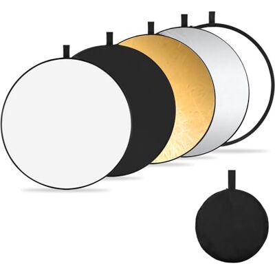 K&F CONCEPT Reflector de Luz 5 en 1 Difusor de Fotografía 43"(110cm) Colapsable Portátil para Iluminación de Estudio y Exterior Oro Plata Blanco Negro Translúcido K&F CONCEPT Reflector de Luz 5 en 1 Difusor de Fotografía 43"(110cm) Colapsable Portátil para Iluminación de Estudio y Exterior Oro Plata Blanco Negro Translúcido