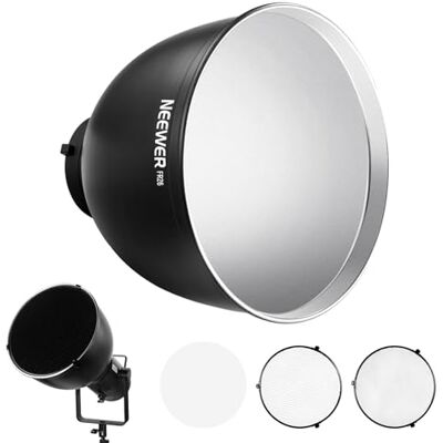 NEEWER 10.4″/26.5cm Reflectore Enfoque Medio Montaje Bowens con 15°/30° Honeycomb Grids y Tela Suave, 45° Pantalla Difusora Compatible con Godox Estudio Strobe Flash Speedlite, FR26 NEEWER 10.4″/26.5cm Reflectore Enfoque Medio Montaje Bowens con 15°/30° Honeycomb Grids y Tela Suave, 45° Pantalla Difusora Compatible con Godox Estudio Strobe Flash Speedlite, FR26