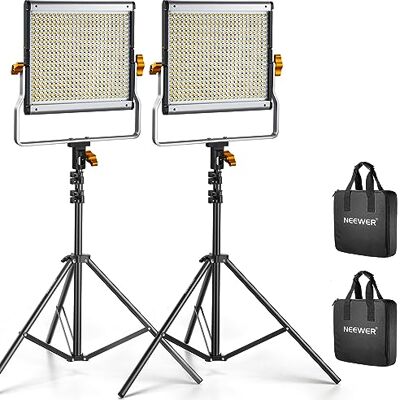 NEEWER 2 Pack Luces de Video LED Bicolor Regulables 480 y Kit de Iluminación de Soporte Incluye: Panel LED CRI 96+ de 3200-5600K con U Bracket, Tripode de luz de 75 Inches para Fotografía de Estudio NEEWER 2 Pack Luces de Video LED Bicolor Regulables 480 y Kit de Iluminación de Soporte Incluye: Panel LED CRI 96+ de 3200-5600K con U Bracket, Tripode de luz de 75 Inches para Fotografía de Estudio