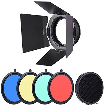 Andoer 96 Mm Puerta de Granero Rejilla Nido de Abeja 4Pcs Filtros Gel Color para Neewer Godox 180W 250W 300W Md-250 Md-300 Flash Andoer 96 Mm Puerta de Granero Rejilla Nido de Abeja 4Pcs Filtros Gel Color para Neewer Godox 180W 250W 300W Md-250 Md-300 Flash