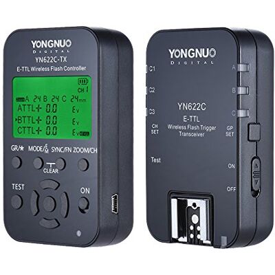 YONGNUO yn622 C-kit mando a distancia inalámbrico 100 m Disparador de flash E-TTL transceptor par Kit compatible con Canon EOS serie cámaras réflex digitales YONGNUO yn622 C-kit mando a distancia inalámbrico 100 m Disparador de flash E-TTL transceptor par Kit compatible con Canon EOS serie cámaras réflex digitales