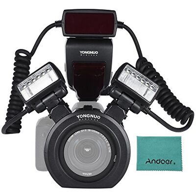 YONGNUO YN24EX E-TTL Macro Speedlite 5600 K + 2 Cabezales Flash + 4 Anillos Adaptador para cámaras Canon EOS 6D 1Dx 5D3 7D 70D 80D YONGNUO YN24EX E-TTL Macro Speedlite 5600 K + 2 Cabezales Flash + 4 Anillos Adaptador para cámaras Canon EOS 6D 1Dx 5D3 7D 70D 80D