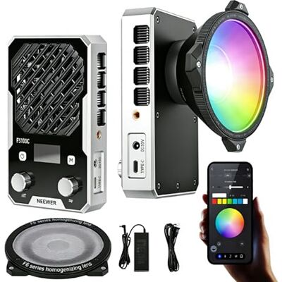 NEEWER 100W Ultra Compact RGB LED Videolleuchte mit App Steuerung, 2500K-7500K CRI 96+, Pocket große handhaltene COB Dauerlicht Fuente für professionelle Studiofotografie und Videoaufnahmen, FS100C NEEWER 100W Ultra Compact RGB LED Videolleuchte mit App Steuerung, 2500K-7500K CRI 96+, Pocket große handhaltene COB Dauerlicht Fuente für professionelle Studiofotografie und Videoaufnahmen, FS100C