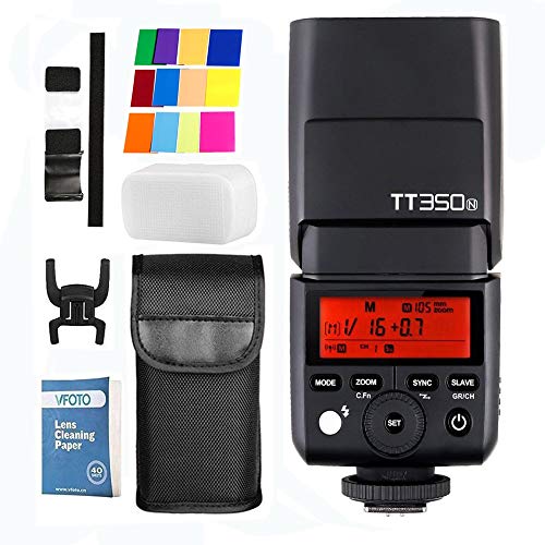 Godox TT350N Mini 2.4G TTL HSS 1/8000S GN36 Inalambrico Camara Speedlite Flash para Nikon D800 D700 D7100 D5200 D5100 D5000 D300 D300D D3200 D3100 D3000(TT350N)