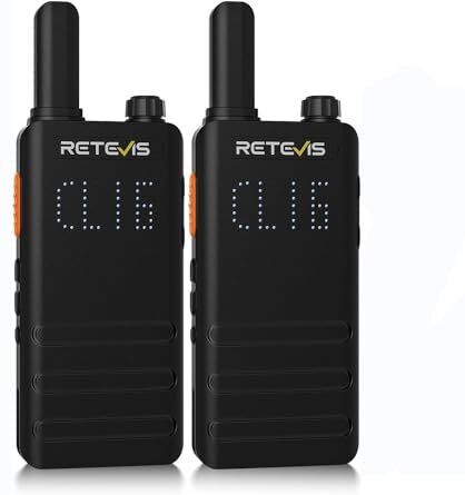 Retevis B63H Walkie Talkie, Nueva Versión de RT622P (2.0), PMR446 Walkie Talkie Profesional, LCD, Ultrafino, 1620mAh, VOX, Recargable Walkie Talkie para Camping, Familiar (2 Piezas, Negro)