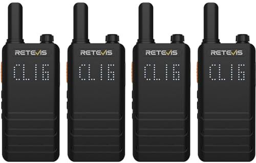 Retevis B63H Walkie Talkies Profesional, Nueva Versión de RT622P (2.0), Walkie-Talkie Recargable 1620 mAh, USB C, VOX, Mini Walkies con Pantalla para Restaurantes, Familia Gifts(Negro, 2 Par)