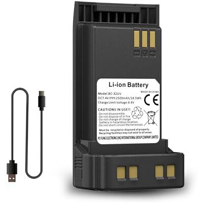 BaoFeng DM-32 Radio Battery 2500mAh Li-Ion Battery for UV-32 Walkie Talkie BC-32UV for UV32 Two Way Radio 7.4V with USB-C Cable BaoFeng DM-32 Radio Battery 2500mAh Li-Ion Battery for UV-32 Walkie Talkie BC-32UV for UV32 Two Way Radio 7.4V with USB-C Cable