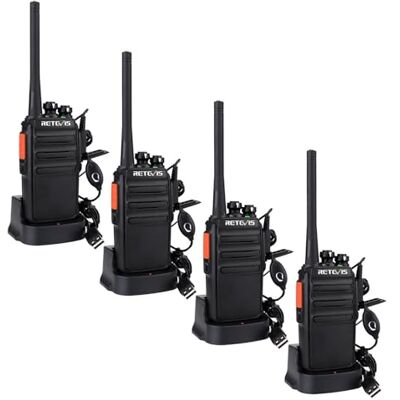 Retevis RT24 Walkie Talkie, Profesional Walkie-Talkies con Pinganillos PMR446 sin Licencia, Resistente VOX, Radiocomunicación de Largo Alcance con Cargador USB para Adultos(Negro,2 Pares) Retevis RT24 Walkie Talkie, Profesional Walkie-Talkies con Pinganillos PMR446 sin Licencia, Resistente VOX, Radiocomunicación de Largo Alcance con Cargador USB para Adultos(Negro,2 Pares)