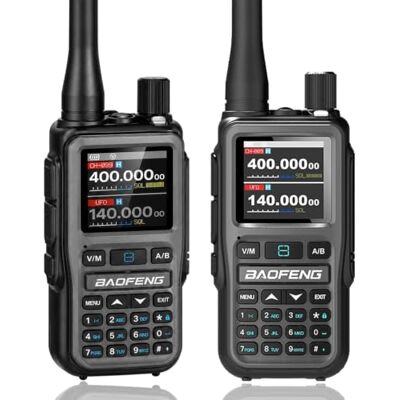 BaoFeng UV-5R Mini VHF/UHF Radio Amateur, Juego de 2, 999 Canales Recepción de banda neumática AM, radio FM, programación Bluetooth, funciones de escaneo, reloj dual y carga USB-C BaoFeng UV-5R Mini VHF/UHF Radio Amateur, Juego de 2, 999 Canales Recepción de banda neumática AM, radio FM, programación Bluetooth, funciones de escaneo, reloj dual y carga USB-C