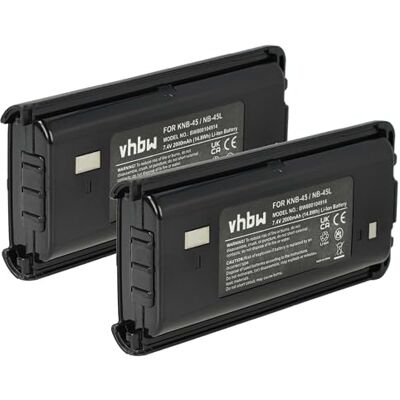 vhbw 2X batería reemplaza Kenwood KNB-45 KNB-45L, KNB-45Li para radio (2000 mAh, 7,4 V, Li-Ion) vhbw 2X batería reemplaza Kenwood KNB-45 KNB-45L, KNB-45Li para radio (2000 mAh, 7,4 V, Li-Ion)