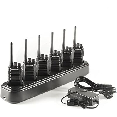 Dynascan Pack de 6 Walkie Talkies L-88+ con Cargador Múltiple PMR-446 8 Canales Potencia de 500mW Batería de 1600mAh Subtonos CTCSS/DCS y Scrambler Dynascan Pack de 6 Walkie Talkies L-88+ con Cargador Múltiple PMR-446 8 Canales Potencia de 500mW Batería de 1600mAh Subtonos CTCSS/DCS y Scrambler