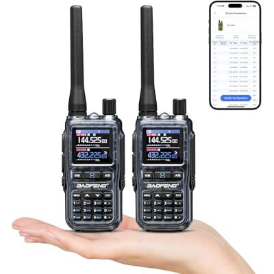 BAOFENG GT-5R Mini Walkie Talkie 5W Doble Banda VHF UHF, Programación Inalámbrica por App, 999 Canales, Doble PTT, Puerto de Carga USB-C, Airband/FM, Linterna, Cuarzo(Pack de 2) BAOFENG GT-5R Mini Walkie Talkie 5W Doble Banda VHF UHF, Programación Inalámbrica por App, 999 Canales, Doble PTT, Puerto de Carga USB-C, Airband/FM, Linterna, Cuarzo(Pack de 2)