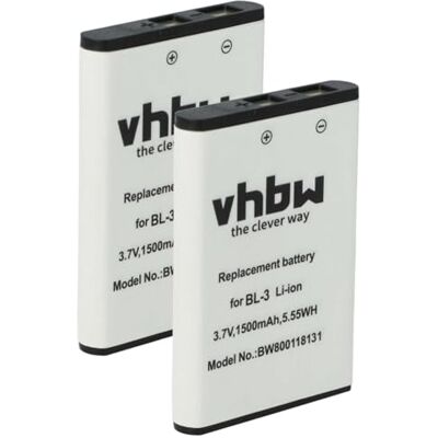 vhbw 2X batería reemplaza Baofeng BL-3 para radio (1500 mAh, 3,7 V, Li-Ion) vhbw 2X batería reemplaza Baofeng BL-3 para radio (1500 mAh, 3,7 V, Li-Ion)