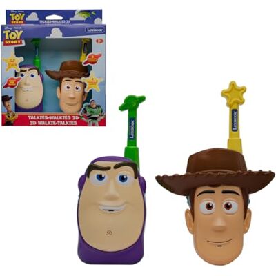 LEXIBOOK , Toy Story, Walkie-Talkies 3D, Alcance 500m, 2 canales, clip cinturón, Buzz y Woody, verde/amarillo LEXIBOOK , Toy Story, Walkie-Talkies 3D, Alcance 500m, 2 canales, clip cinturón, Buzz y Woody, verde/amarillo