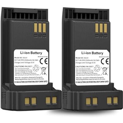 BaoFeng 2Pack DM-32 Radio Battery 2500mAh Li-Ion Battery for UV-32 Walkie Talkie BC-32UV for UV32 Two Way Radio 7.4V BaoFeng 2Pack DM-32 Radio Battery 2500mAh Li-Ion Battery for UV-32 Walkie Talkie BC-32UV for UV32 Two Way Radio 7.4V