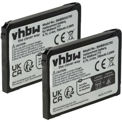 vhbw 2X batería Compatible con Alan 777 radio (700 mAh, 3,7 V, Li-Ion) vhbw 2X batería Compatible con Alan 777 radio (700 mAh, 3,7 V, Li-Ion)