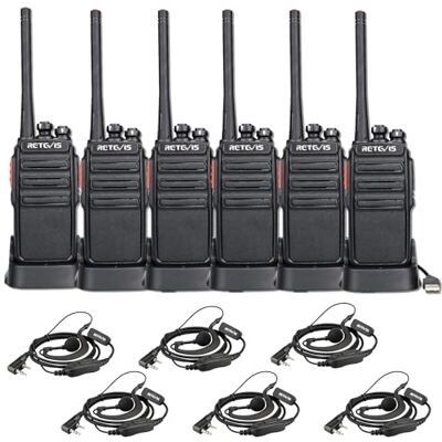 Retevis RT24 Walkie Talkie Recargable, Pinganillo Walkie Talkie Profesionales PMR446 sin Licencia 16 Canales CTCSS DCS, Cargador USB Walkies Largo Alcance con Auriculars (3 Pares, Negro) Retevis RT24 Walkie Talkie Recargable, Pinganillo Walkie Talkie Profesionales PMR446 sin Licencia 16 Canales CTCSS DCS, Cargador USB Walkies Largo Alcance con Auriculars (3 Pares, Negro)