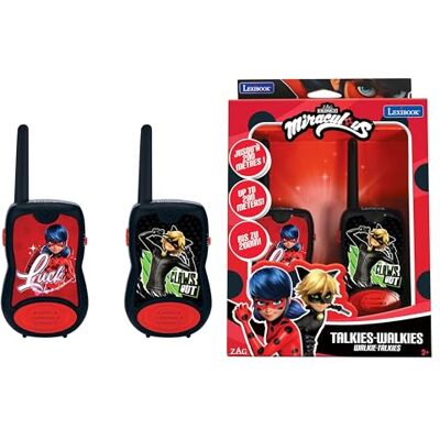 LEXIBOOK , Miraculous, Walkie-Talkies, Alcance 200m/650ft, 2 canales, juego comunicación, clip cinturón, con pilas, negro/rojo LEXIBOOK , Miraculous, Walkie-Talkies, Alcance 200m/650ft, 2 canales, juego comunicación, clip cinturón, con pilas, negro/rojo