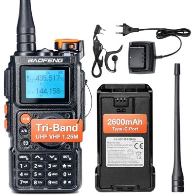 BAOFENG K6 Tres Bandas Walkie Talkie, Radio Amateur 6 W, Multibanda UHF/VHF/FM/Air, batería de 2600 mAh, Carga USB-C, 999 Canales, Copia de frecuencia inalámbrica, frecuencia de repetidor inverso BAOFENG K6 Tres Bandas Walkie Talkie, Radio Amateur 6 W, Multibanda UHF/VHF/FM/Air, batería de 2600 mAh, Carga USB-C, 999 Canales, Copia de frecuencia inalámbrica, frecuencia de repetidor inverso