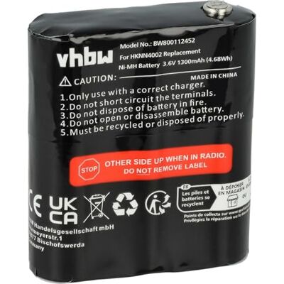 vhbw Batería Compatible con Motorola Talkabout T5412 T5422, T5532, T5622, T62 radio (1300 mAh, 3,6 V, NiMH) vhbw Batería Compatible con Motorola Talkabout T5412 T5422, T5532, T5622, T62 radio (1300 mAh, 3,6 V, NiMH)