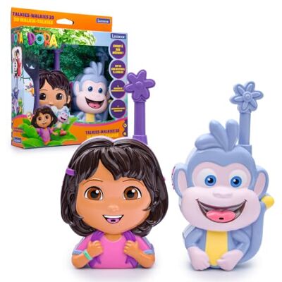 LEXIBOOK , Dora, Walkie-Talkies 3D, Alcance 500m, 2 canales, clip cinturón, rosa/azul LEXIBOOK , Dora, Walkie-Talkies 3D, Alcance 500m, 2 canales, clip cinturón, rosa/azul