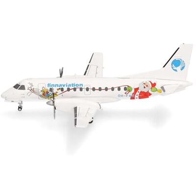 Herpa Avión en Miniatura Finnaviation Saab 340 "Santa, Escala 1:200, Pieza de colección, Modelo sin Soporte, Metal Herpa Avión en Miniatura Finnaviation Saab 340 "Santa, Escala 1:200, Pieza de colección, Modelo sin Soporte, Metal