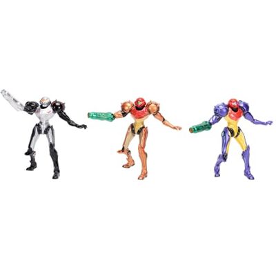 Nintendo Metroid Prime Samus Figura de coleccionista de 6,3 cm, Paquete de 3 Unidades, con Licencia Oficial de Jakks Pacific, Incluye Traje Varia, Phazon y Gravity, diseños detallados, Embalaje de Nintendo Metroid Prime Samus Figura de coleccionista de 6,3 cm, Paquete de 3 Unidades, con Licencia Oficial de Jakks Pacific, Incluye Traje Varia, Phazon y Gravity, diseños detallados, Embalaje de