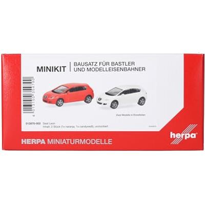 Herpa Kit de Modelo Seat Leon Minikit, Naranja/candyblanco (2 Piezas), Escala 1/87, maqueta de colección, modelismo, Modelo alemán, Figura plástico Herpa Kit de Modelo Seat Leon Minikit, Naranja/candyblanco (2 Piezas), Escala 1/87, maqueta de colección, modelismo, Modelo alemán, Figura plástico