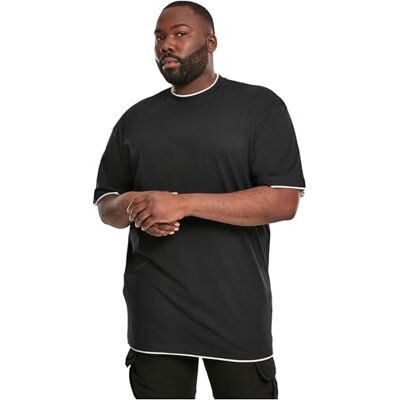 Urban Classics Contrast Tall Tee, Camiseta Hombre, Negro (blk/wht), XXL Urban Classics Contrast Tall Tee, Camiseta Hombre, Negro (blk/wht), XXL