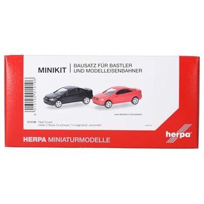 Herpa Kit de Montaje MiniKit Opel Coupé (2000), Negro y Rojo Magma, 2 Piezas, Miniatura a Escala 1:87, Pieza de colección, Kit de modelismo, plástico Herpa Kit de Montaje MiniKit Opel Coupé (2000), Negro y Rojo Magma, 2 Piezas, Miniatura a Escala 1:87, Pieza de colección, Kit de modelismo, plástico