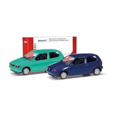 Herpa MiniKit VW Polo Kit de modelo de 2 puertas, pistacho/azul Chagall, escala 1:87, kit coleccionable, plástico Herpa MiniKit VW Polo Kit de modelo de 2 puertas, pistacho/azul Chagall, escala 1:87, kit coleccionable, plástico